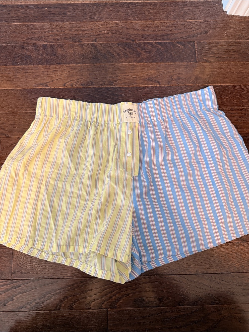 Two-Tone Striped Lounge Shorts